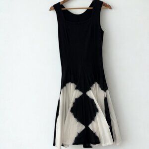 Luna Luz Black and White Tie Dye Tank Top Dress
